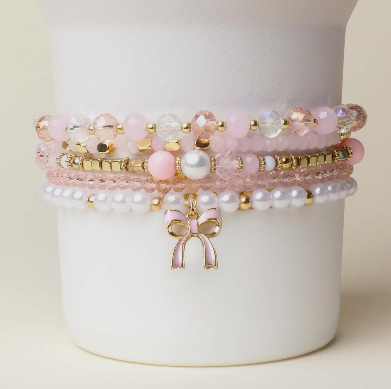 Tumbler Bracelet Stack-Coquette Charm