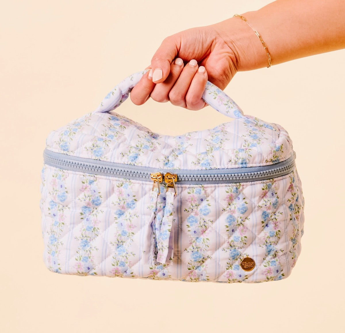 Floral Quilted Cosmetic Bag