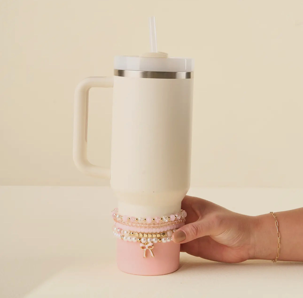 Tumbler Bracelet Stack-Coquette Charm