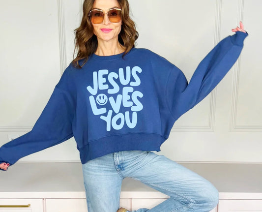 Jesus Loves You Crop Sweatshirt
