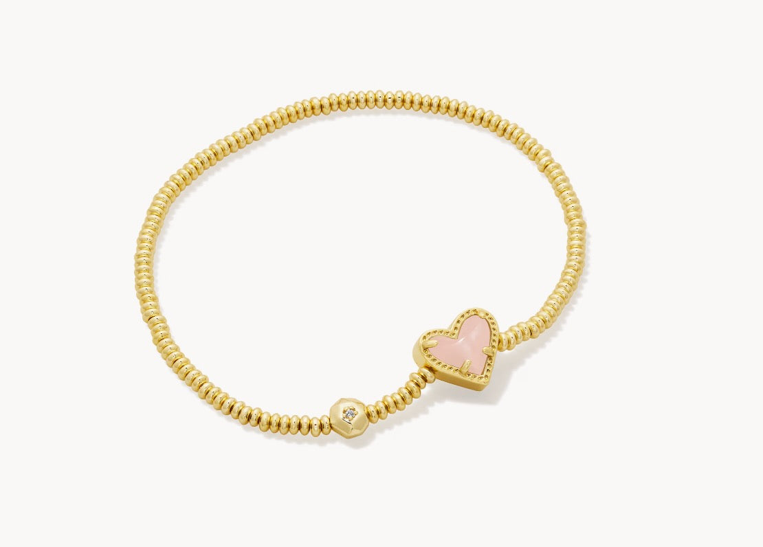 Kendra Scott Ari Heart Stretch Bracelet In Rose Quartz