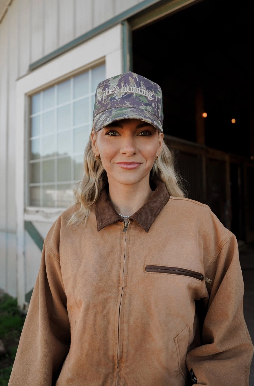 He's Hunting Camo Vintage Trucker Hat