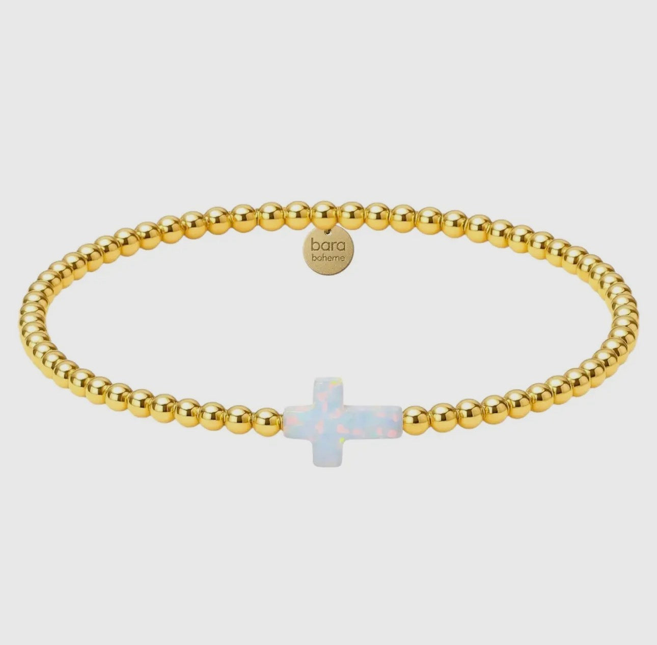 Ruby Cross Beaded Bracelet