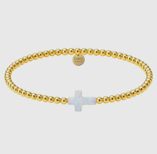 Ruby Cross Beaded Bracelet