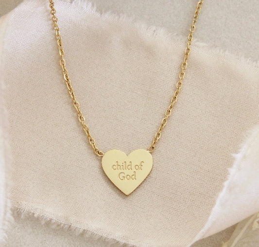 Child Of God Heart Gold Necklace l Ephesians 1:4-5