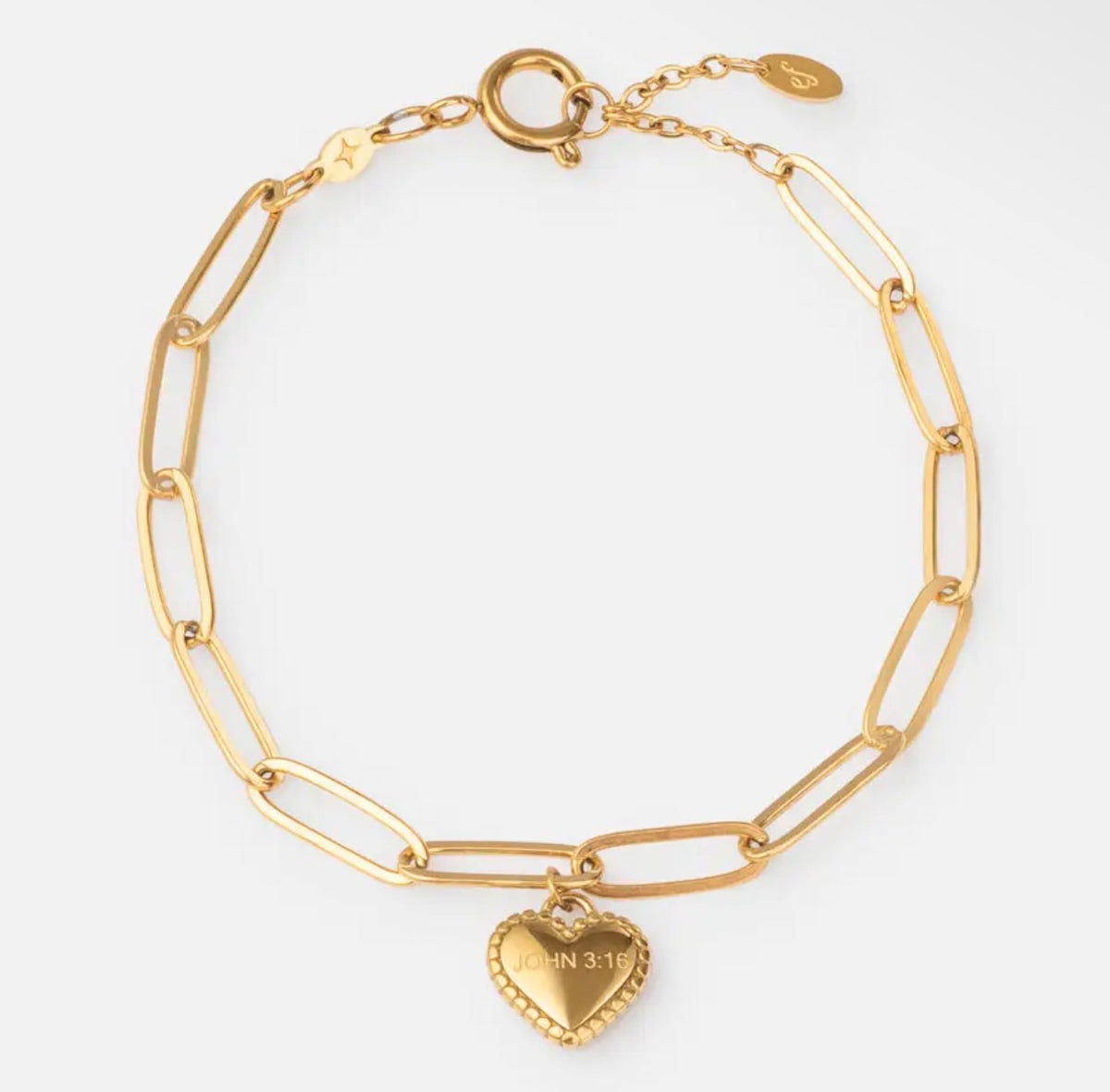 Elevated Faith l John 3:16 Heart Chain Bracelet