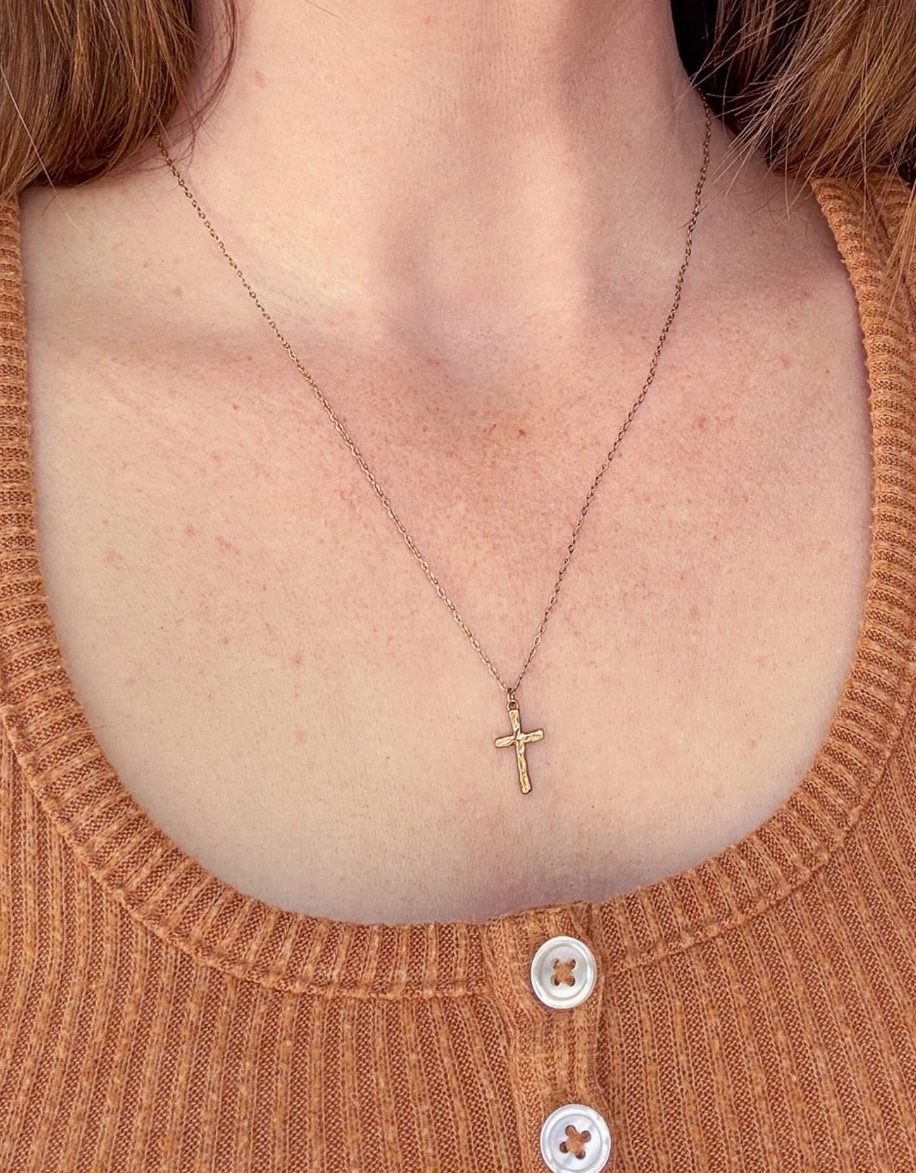 Elevated Faith l Textured Cross Necklace