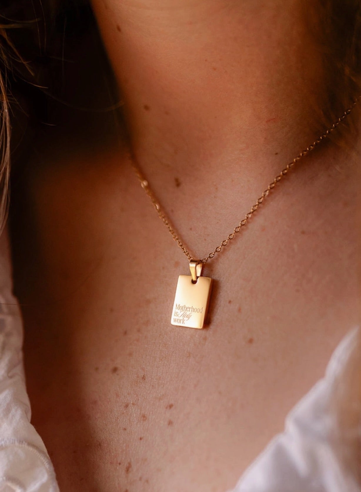 Motherhood is Holy Work Necklace