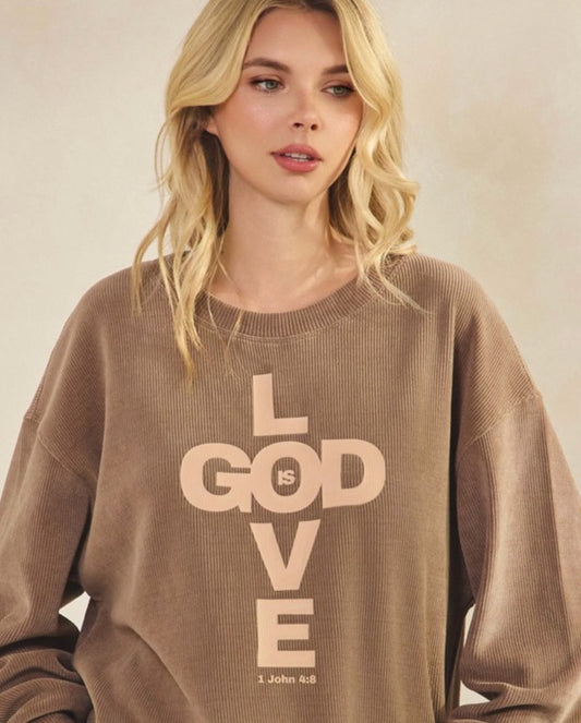 God Is Love Couduroy Pullover