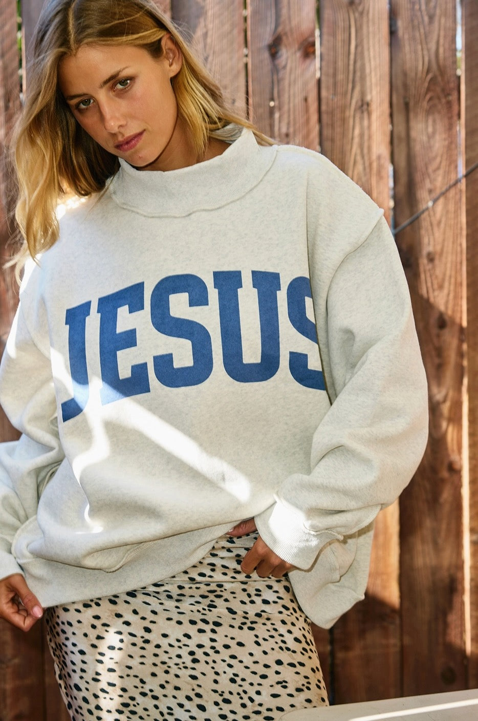 Jesus & God Is Good Reversible Mock Neck Sweatshirt