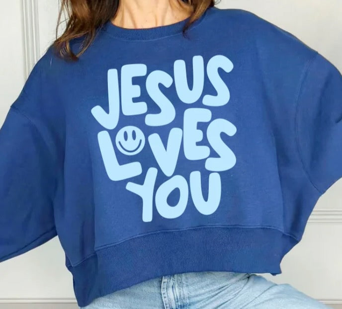 Jesus Loves You Crop Sweatshirt
