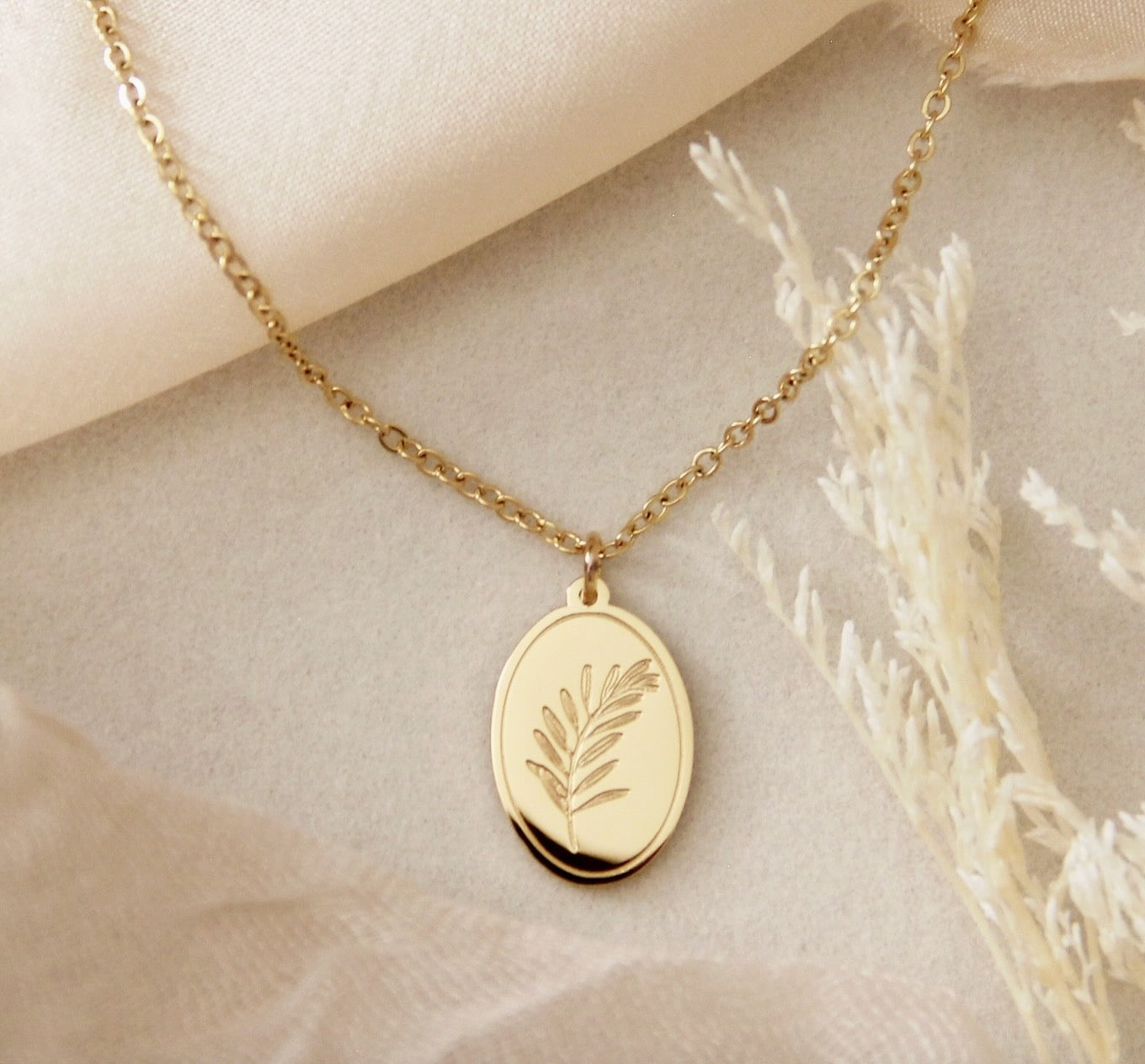 LoveStory Cross + Olive Brand Peace Gold Necklace