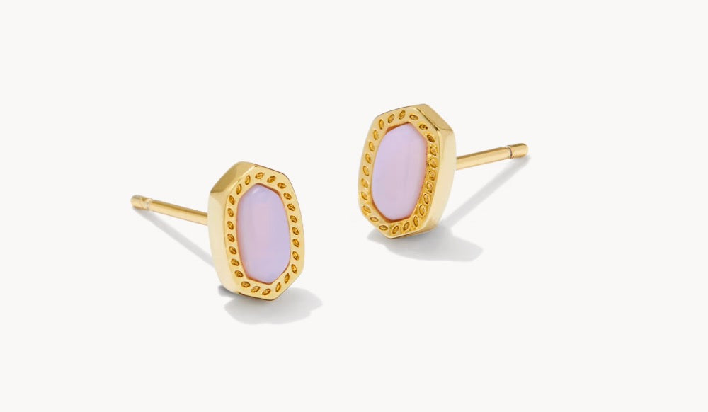 Kendra Scott Mini Ellie Gold Stud Earrings In Pink Opalite Crystal