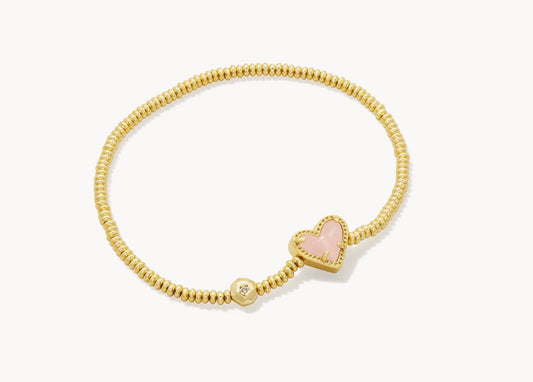 Kendra Scott Ari Heart Stretch Bracelet In Rose Quartz
