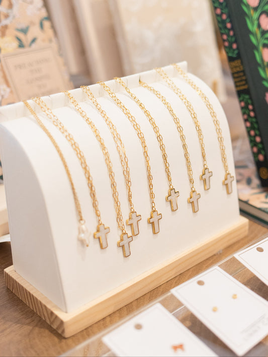 Elevated Faith l White Enamel Cross Necklace